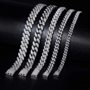 مجوهرات Tuochen جاهزة لشحن S925 مع سوار الكوبي الحجري Moissanite للرجال